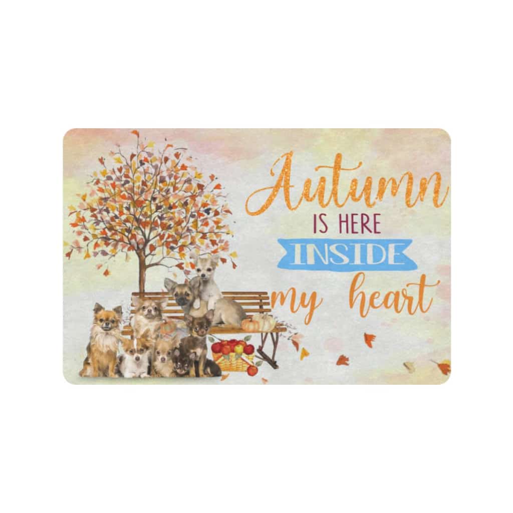 Chihuahua Autumn Inside My Heart Dog Lover Doormat Welcome Mat