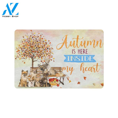 Chihuahua Autumn Inside My Heart Indoor And Outdoor Doormat Gift For Chihuahua Dog lovers Gift For Friend & Family Home Decor Warm House Gift Welcome Mat