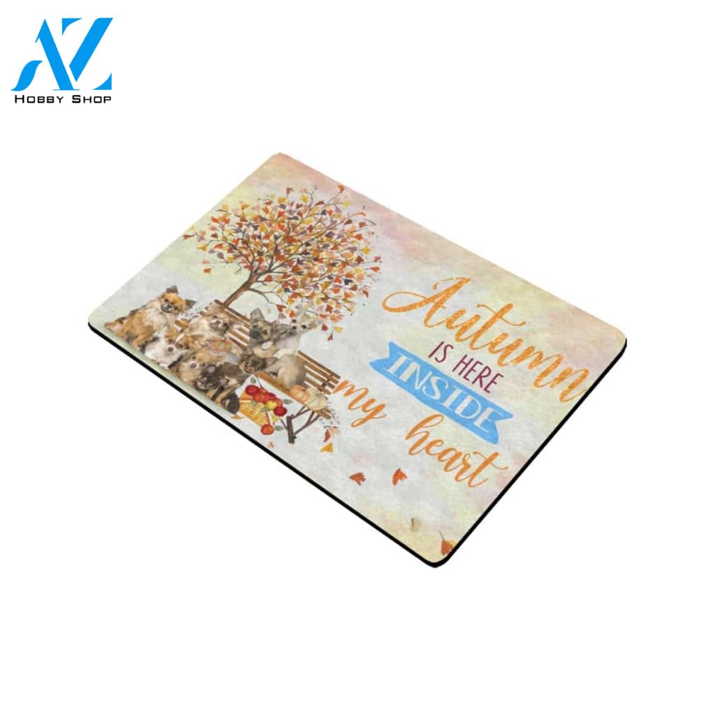 Chihuahua Autumn Inside My Heart Indoor And Outdoor Doormat Gift For Chihuahua Dog lovers Gift For Friend & Family Home Decor Warm House Gift Welcome Mat