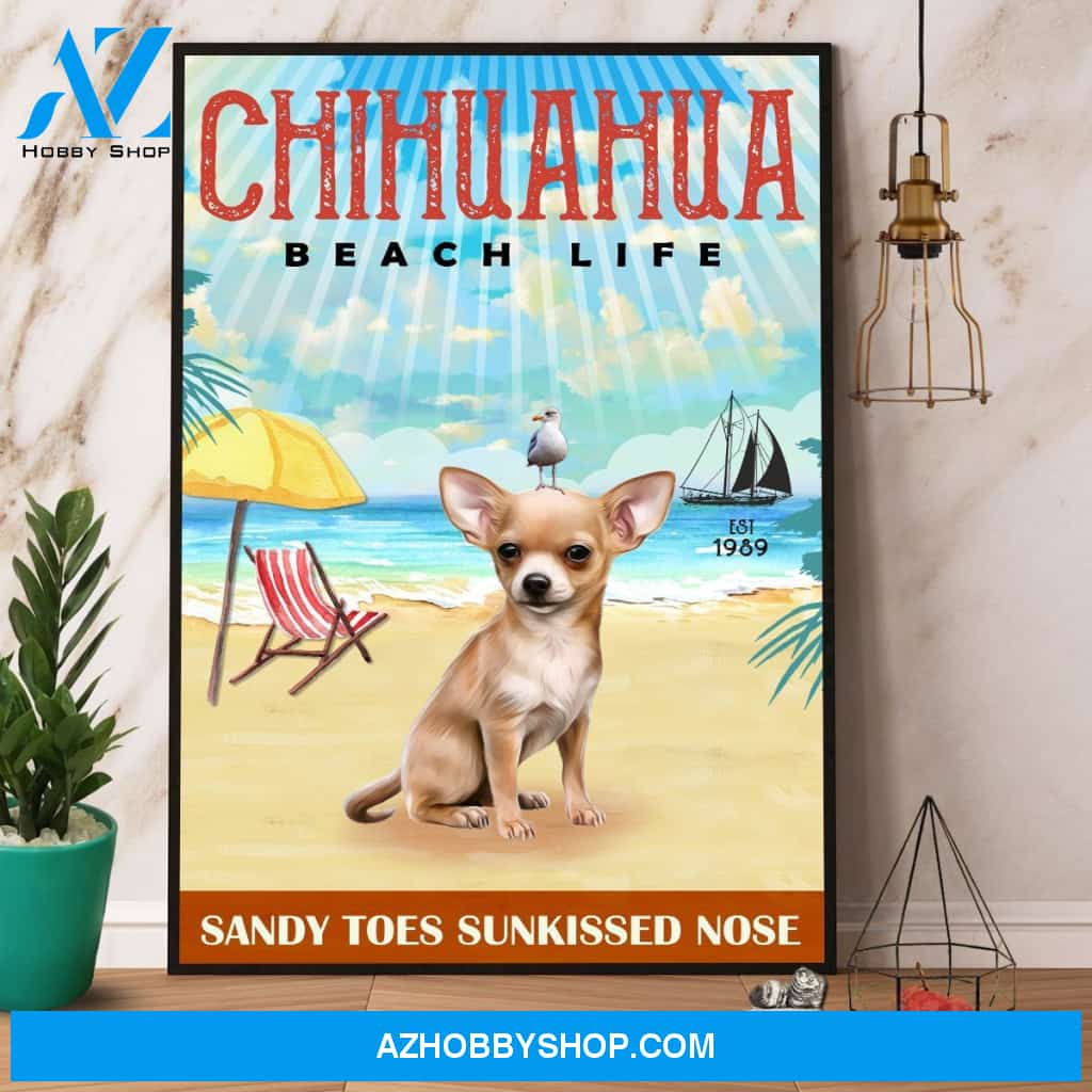 Chihuahua Beach Life Chihuahua Dog Canvas And Poster, Wall Decor Visual Art