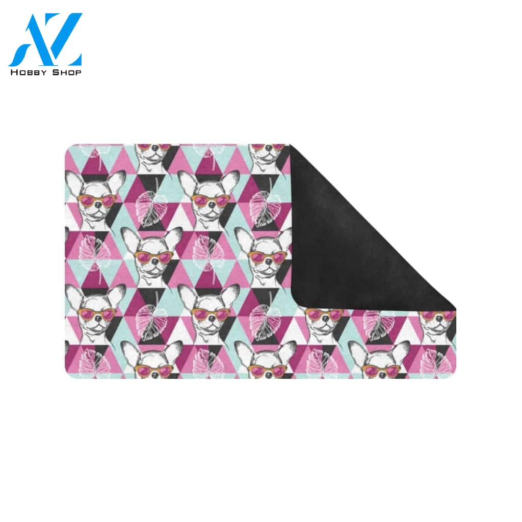 Chihuahua Cute Triangle Pattern Rubber Doormat
