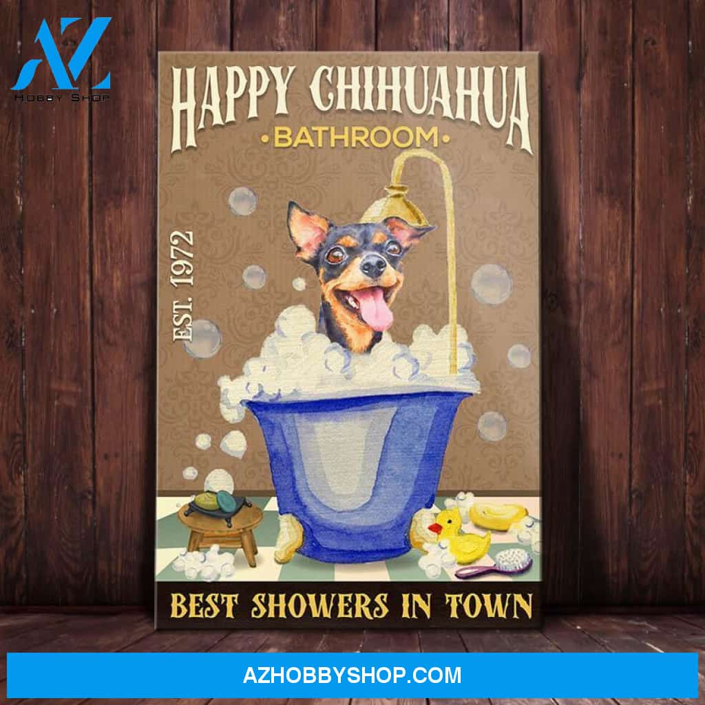 Chihuahua Dog Bathroom Canvas Wall Art, Wall Decor Visual Art