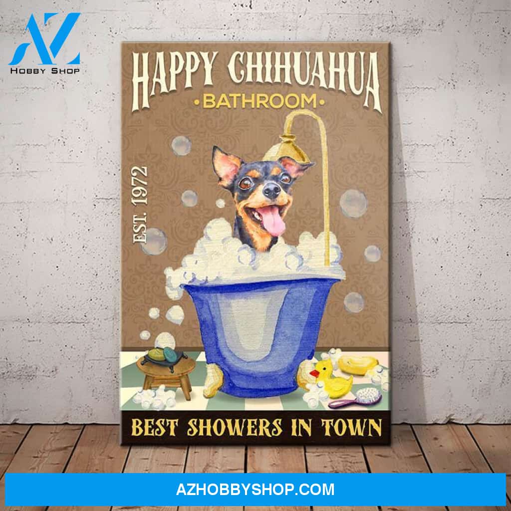 Chihuahua Dog Bathroom Canvas Wall Art, Wall Decor Visual Art