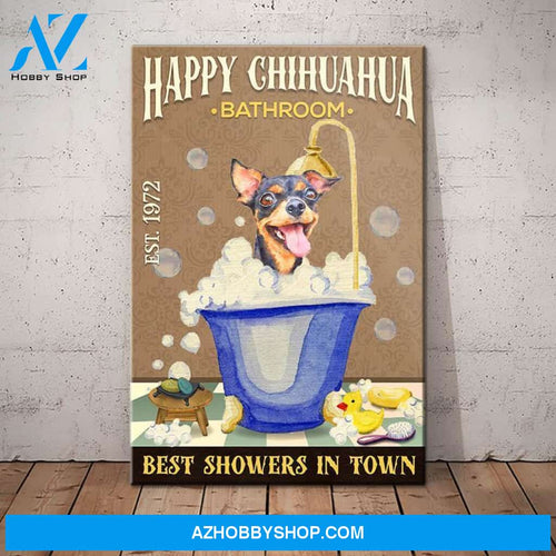 Chihuahua Dog Bathroom Canvas Wall Art, Wall Decor Visual Art