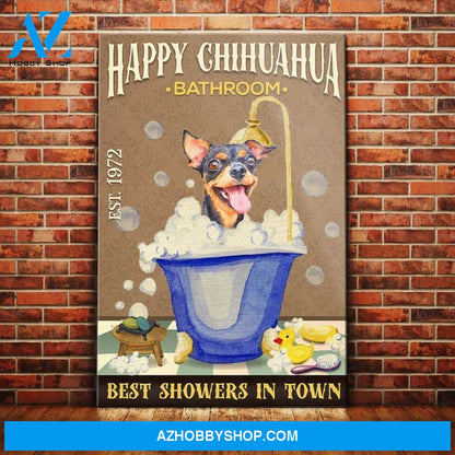 Chihuahua Dog Bathroom Canvas Wall Art, Wall Decor Visual Art