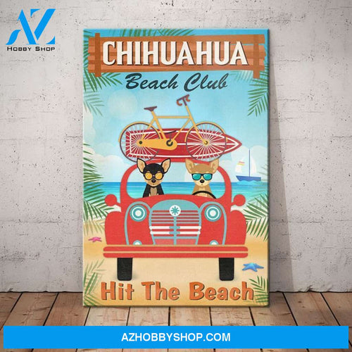Chihuahua Dog Beach Club Canvas Wall Art, Wall Decor Visual Art