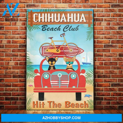 Chihuahua Dog Beach Club Canvas Wall Art, Wall Decor Visual Art
