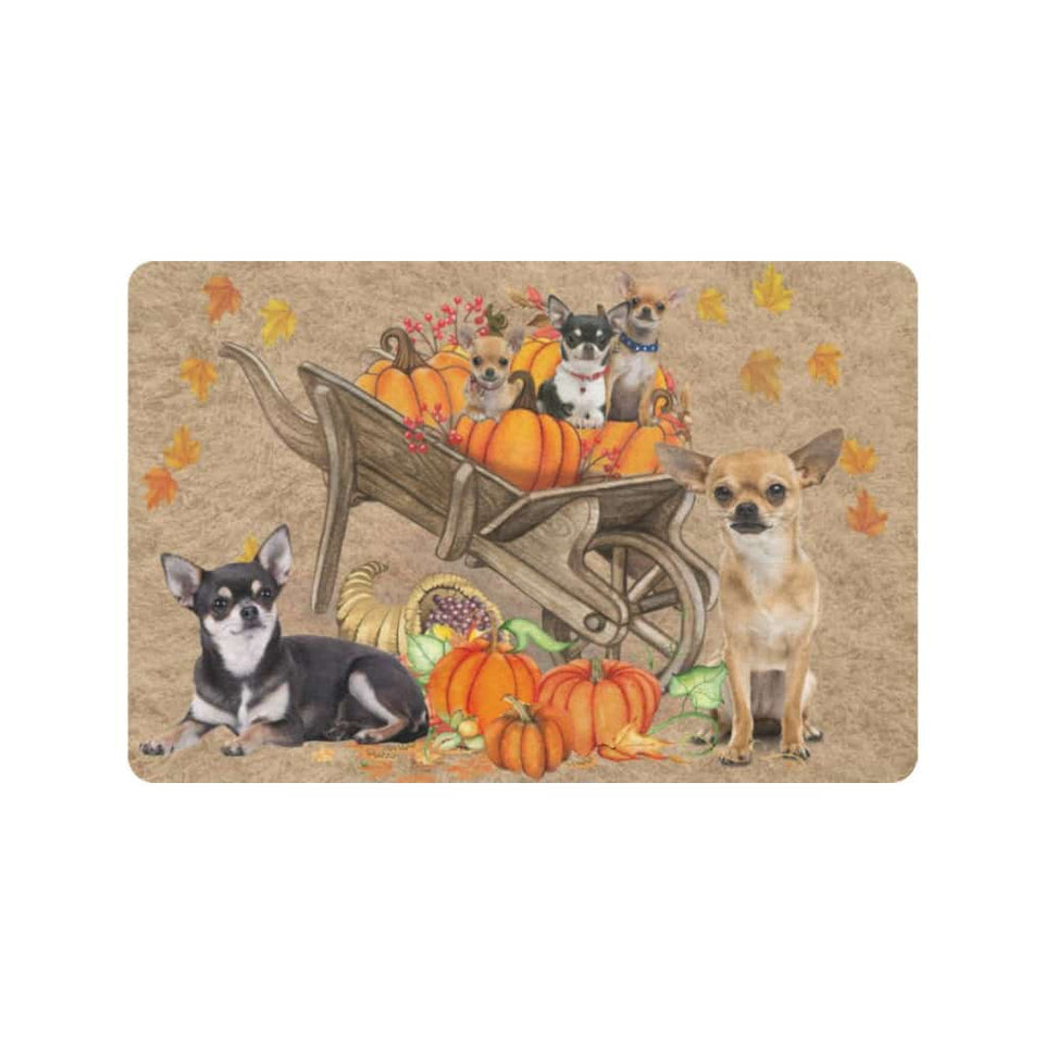 Chihuahua Dog Pumpkin Wheelbarrow Dog Lover Doormat Welcome Mat