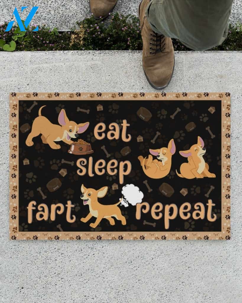 Chihuahua Eat Sleep Fart Repeat Doormat Welcome Mat Housewarming Gift Home Decor Funny Doormat Gift For Dog Lovers Gift For Halloween Christmas
