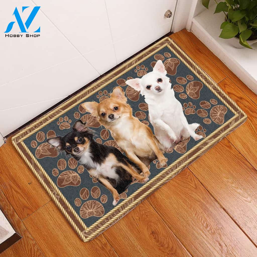 Chihuahua Flower Paw - Dog Doormat | Welcome Mat | House Warming Gift