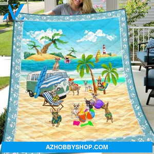 Chihuahua Going Camping Fleece Blanket Unique Gifts