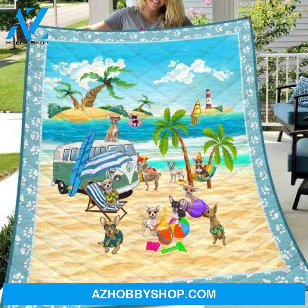 Chihuahua Going Camping Fleece Blanket Unique Gifts