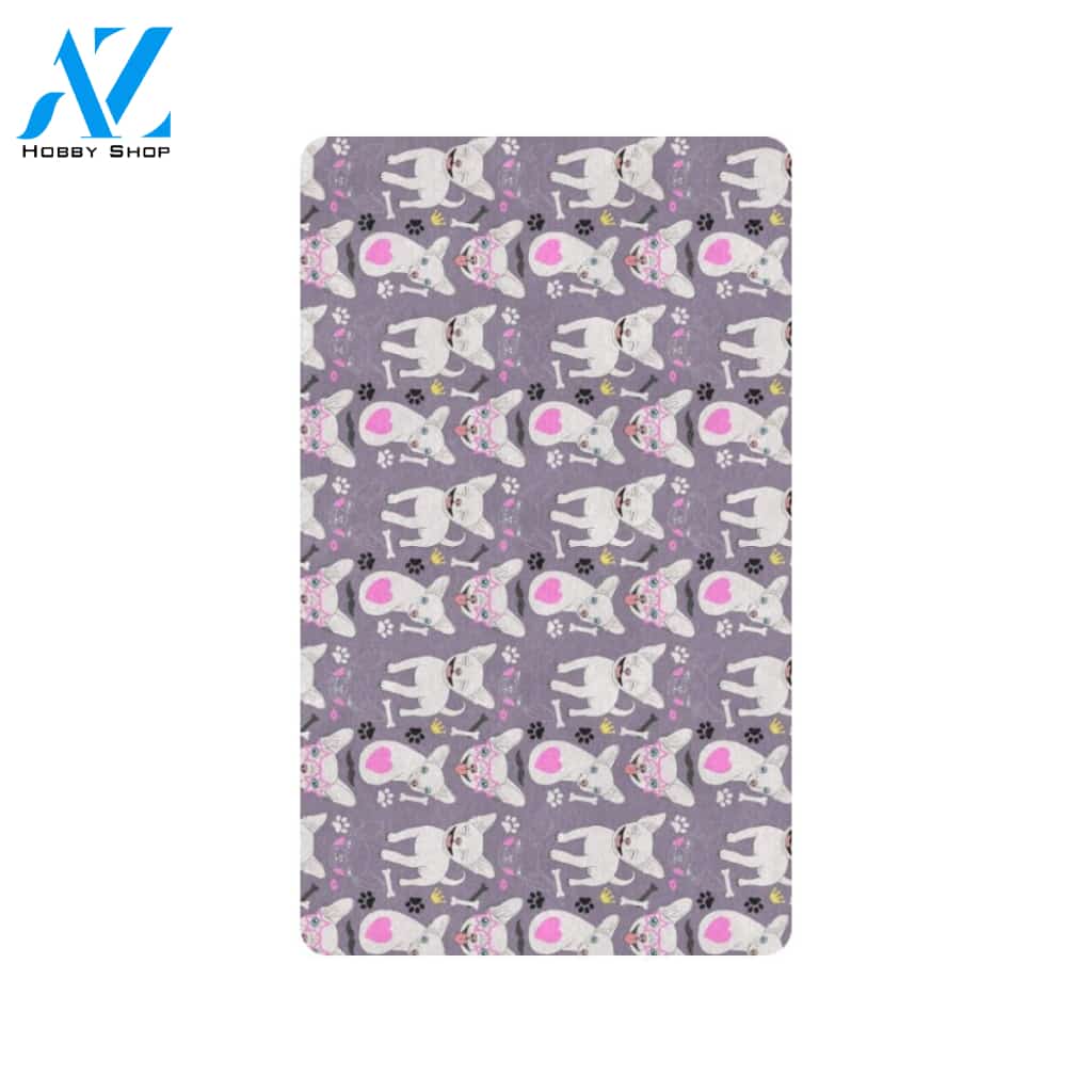 Chihuahua Happy Pattern Rubber Doormat