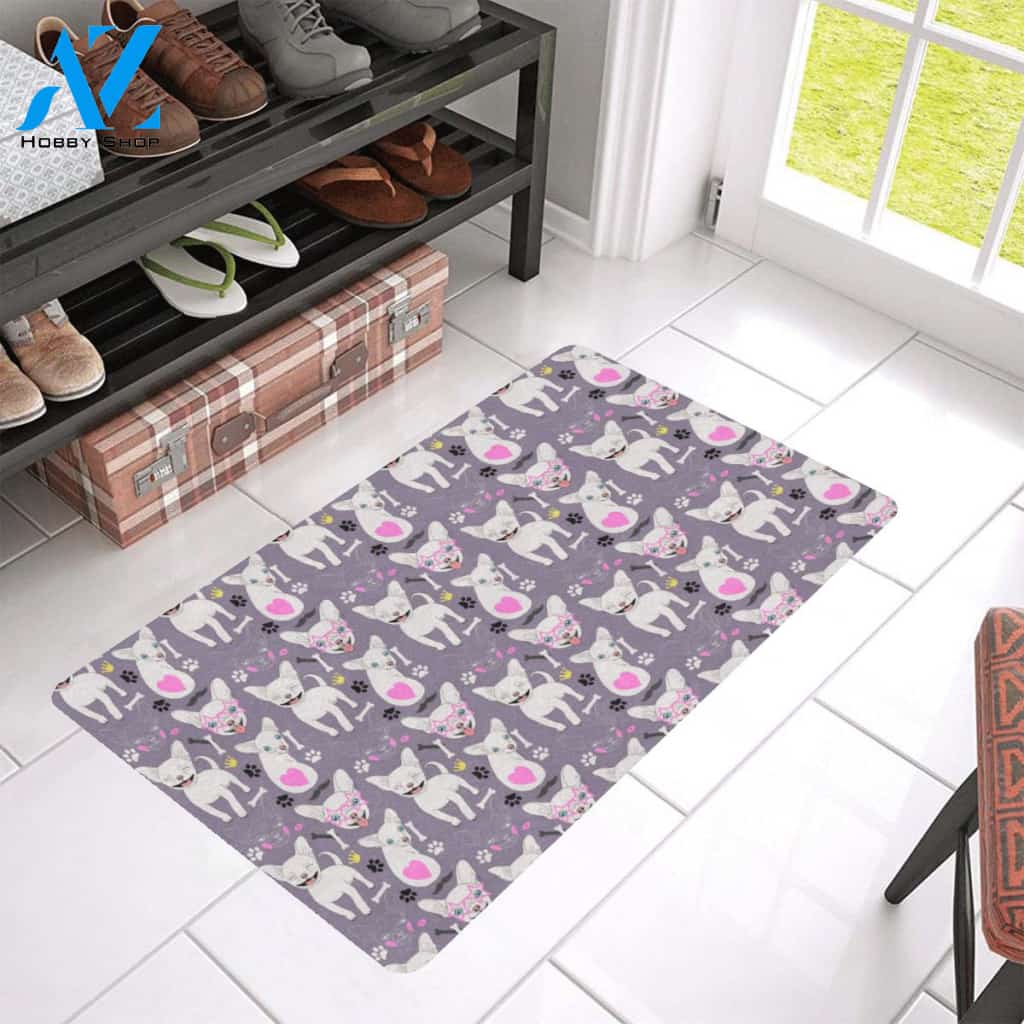 Chihuahua Happy Pattern Rubber Doormat
