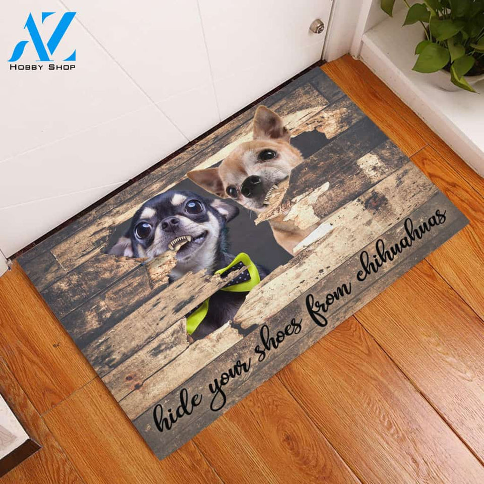 Chihuahua Hide Your Shoes Doormat | Welcome Mat | House Warming Gift