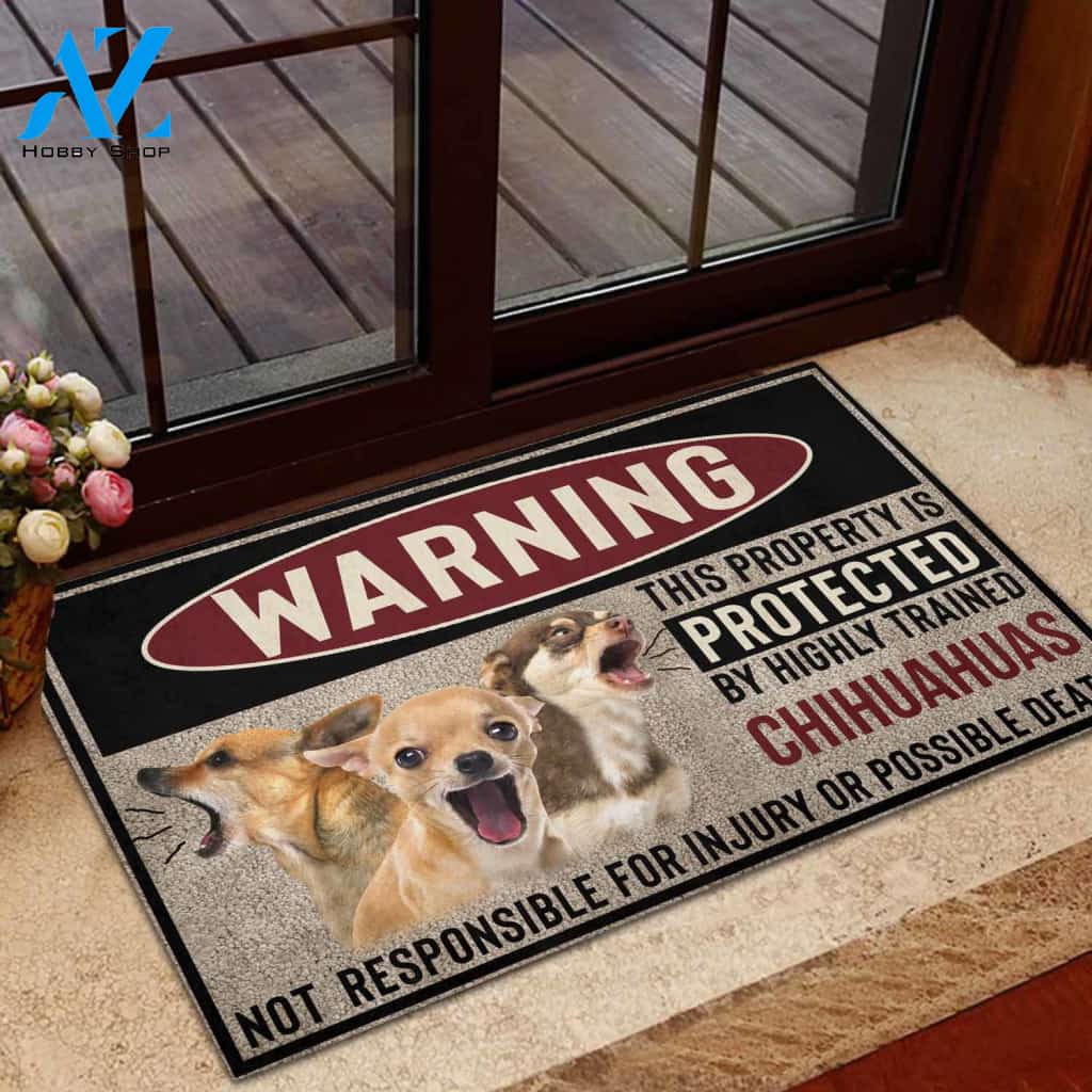 Chihuahua Highly Trained Warning Doormat