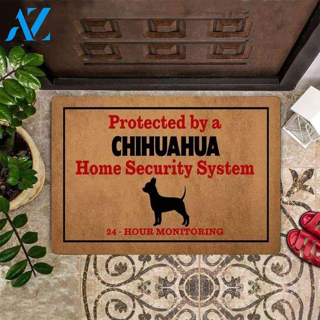 Chihuahua Home Security System Easy Clean Welcome DoorMat | Felt And Rubber | DO3265