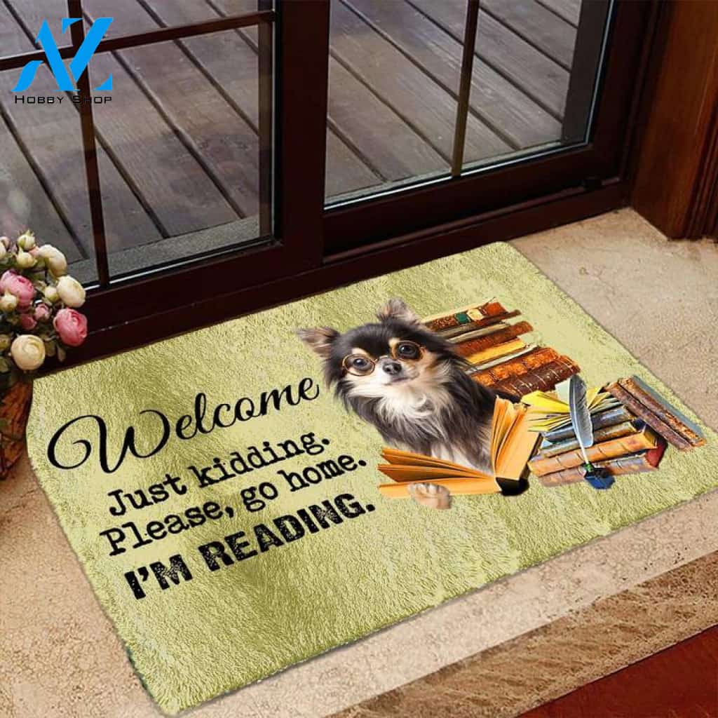 Chihuahua I'm Reading Dog Doormat