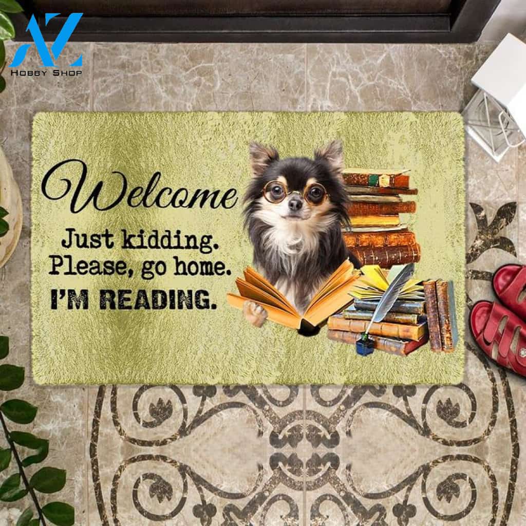 Chihuahua I'm Reading Dog Doormat