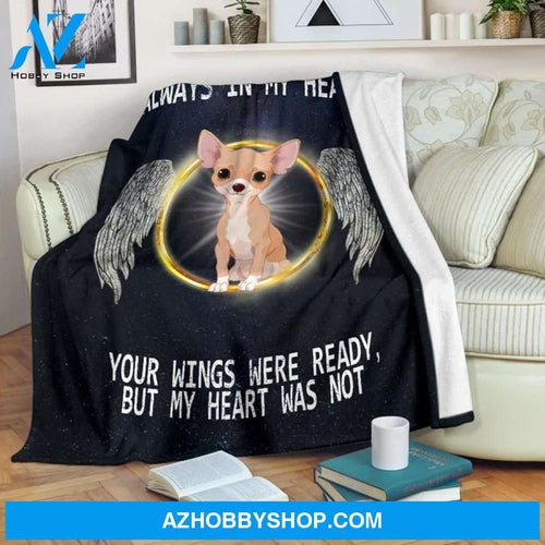 Chihuahua In Heaven Fleece Blanket Dog Halo - Memorial Dog Gift For Family Friends Birthday Gift Home Decor Bedding Couch Sofa Soft