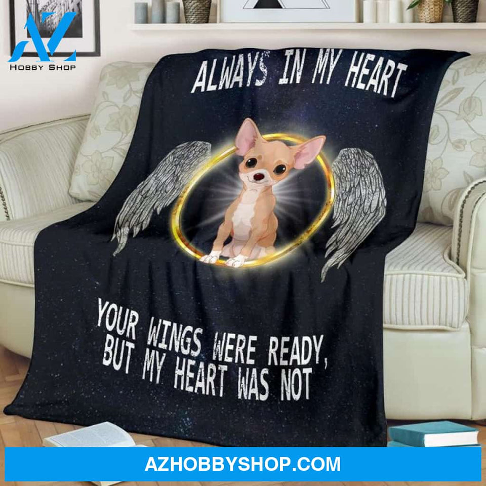 Chihuahua In Heaven Fleece Blanket Dog Halo - Memorial Dog Gift For Family Friends Birthday Gift Home Decor Bedding Couch Sofa Soft