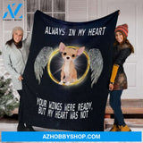 Chihuahua In Heaven Fleece Blanket Dog Halo - Memorial Dog Gift For Family Friends Birthday Gift Home Decor Bedding Couch Sofa Soft