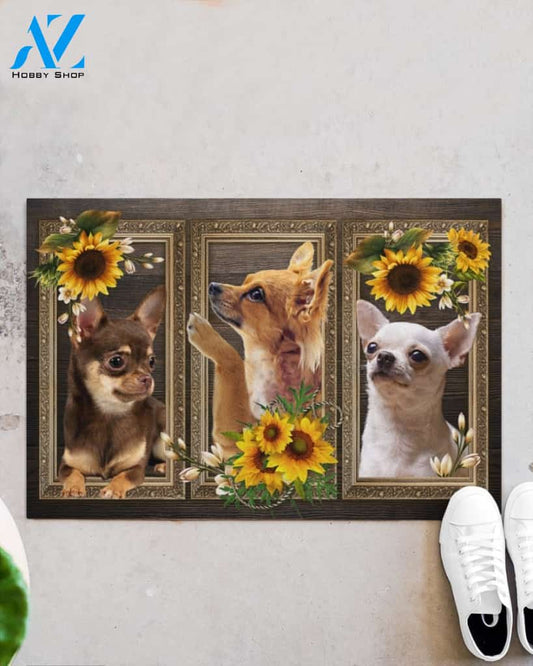Chihuahua Lovely Sunflowers Indoor And Outdoor Doormat Gift For Dog Lovers Birthday Gift Decor Warm House Gift Welcome Mat