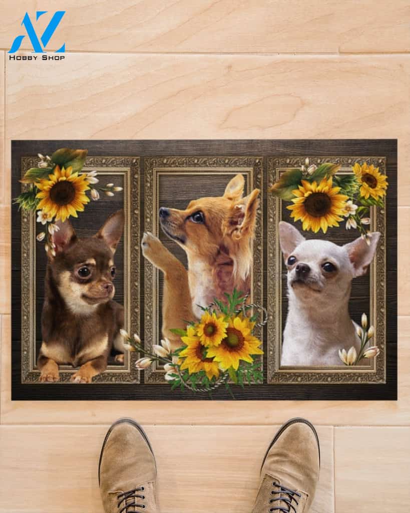 Chihuahua Lovely Sunflowers Indoor And Outdoor Doormat Gift For Dog Lovers Birthday Gift Decor Warm House Gift Welcome Mat