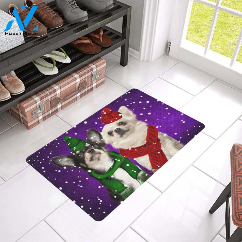Chihuahua Merry Christmas Winter Dog Doormat Welcome Mat Housewarming Gift Home Decor Funny Doormat Gift For Dog Lovers Gift For Christmas