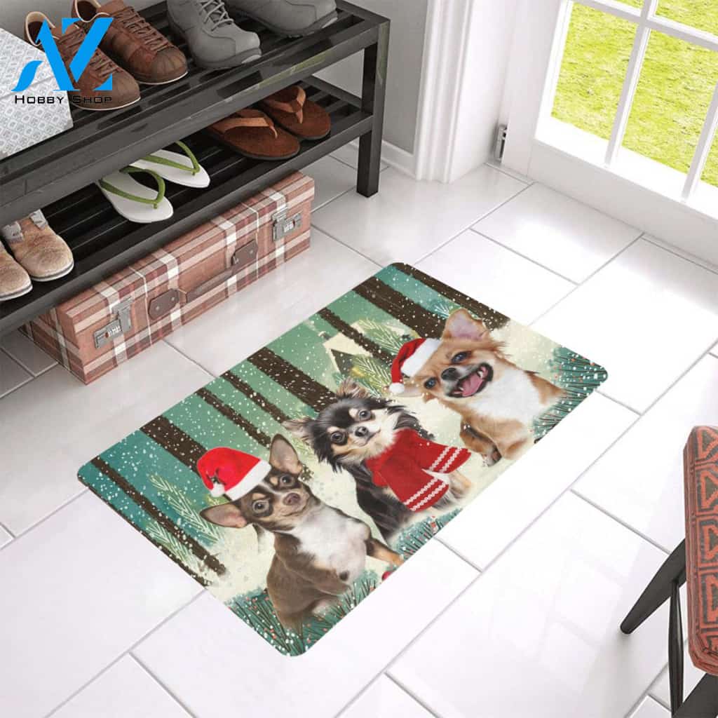 Chihuahua Merry Christmas Winter Indoor And Outdoor Doormat Welcome Mat House Warming Gift Home Decor Gift For Dog Lovers Funny Doormat Gift Idea Happy Christmas Day