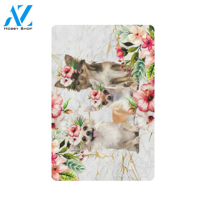 ln Chihuahua Pink Flowers Printed Doormat Home Decor Gift For Dog Lovers