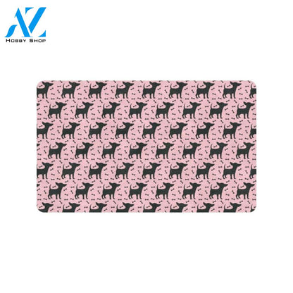 Chihuahua Pink Print Pattern Rubber Doormat