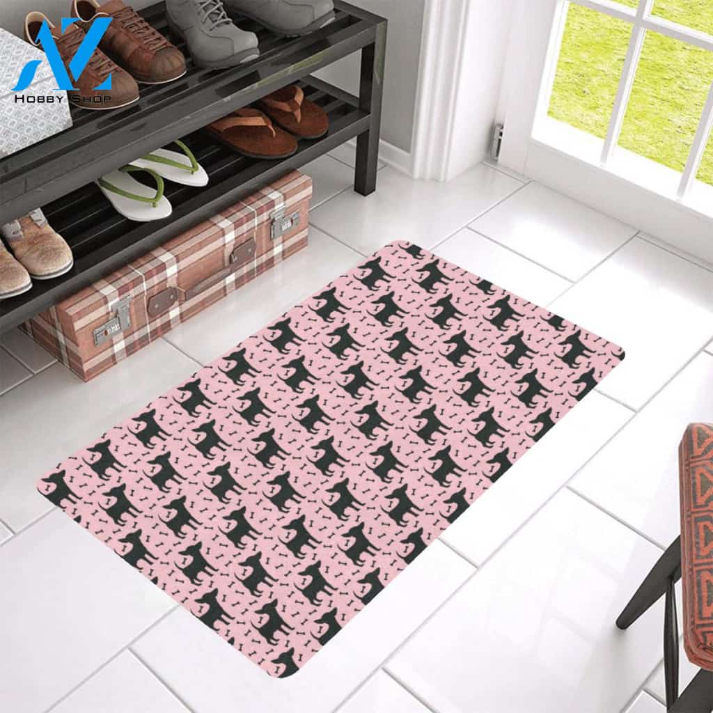 Chihuahua Pink Print Pattern Rubber Doormat