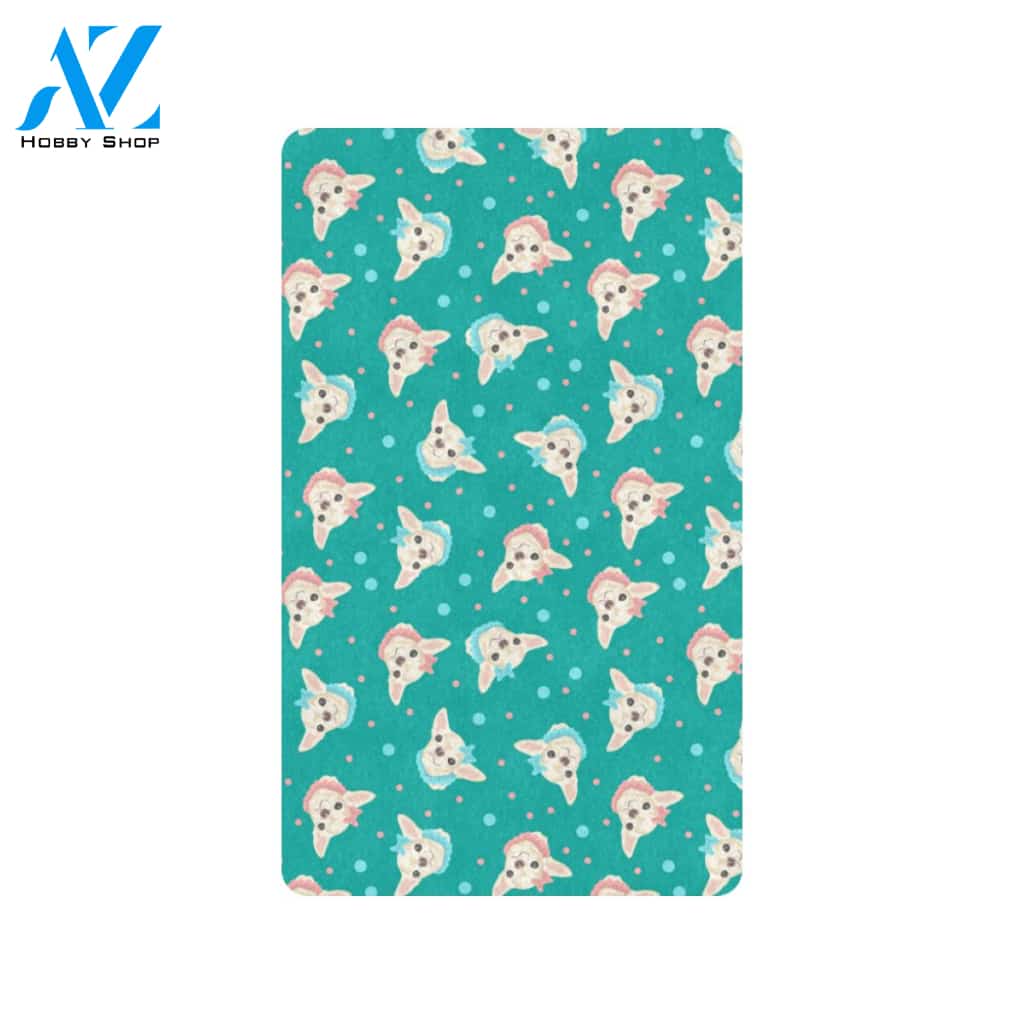 Chihuahua Polka Dot Pattern Rubber Doormat