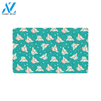 Chihuahua Polka Dot Pattern Rubber Doormat