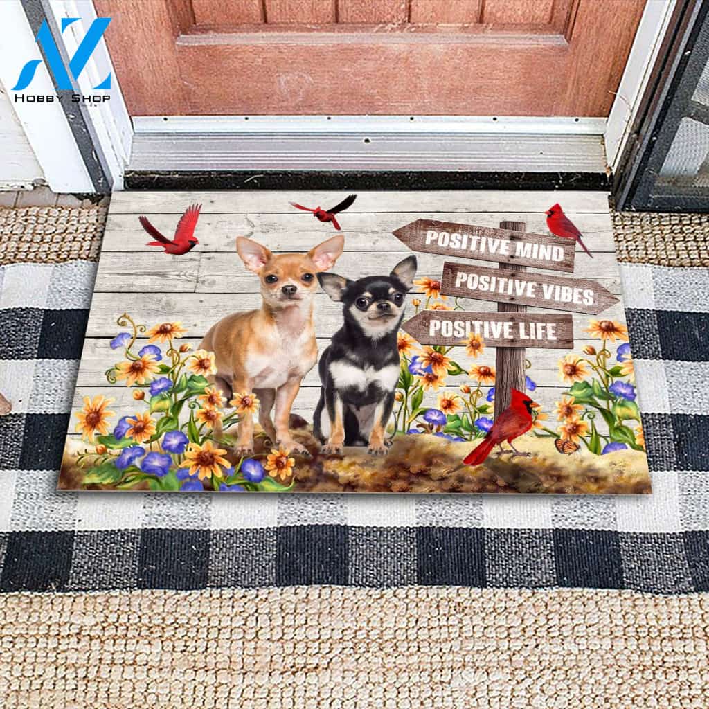 Chihuahua Positive Mind-Vibes-Life Indoor and Outdoor Doormat Warm House Gift Welcome Mat Gift for Labrador Lovers Birthday Gift