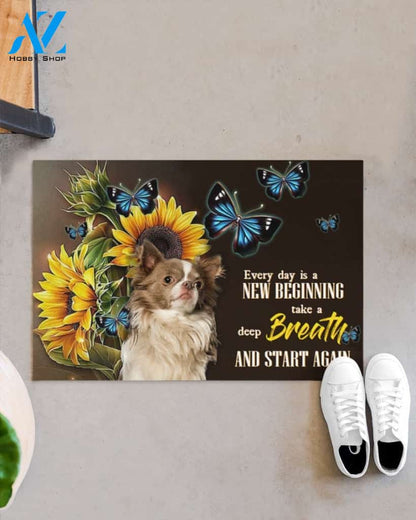 Chihuahua Sunflower Every Day Is A New Beginning Indoor And Outdoor Doormat Gift For Dog Lovers Birthday Gift Decor Warm House Gift Welcome Mat