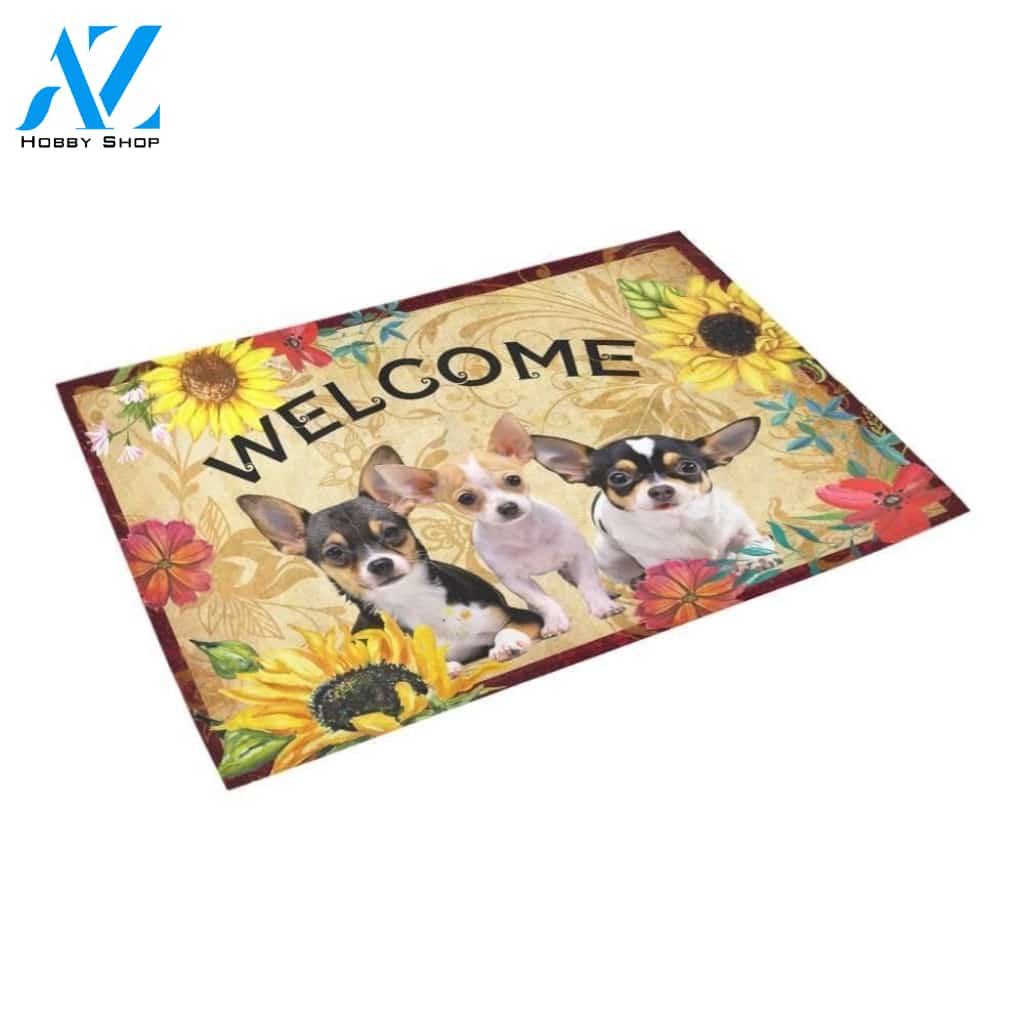 Chihuahua Sunflower Pattern Printed Doormat Home Decor Gift For Dog Lovers