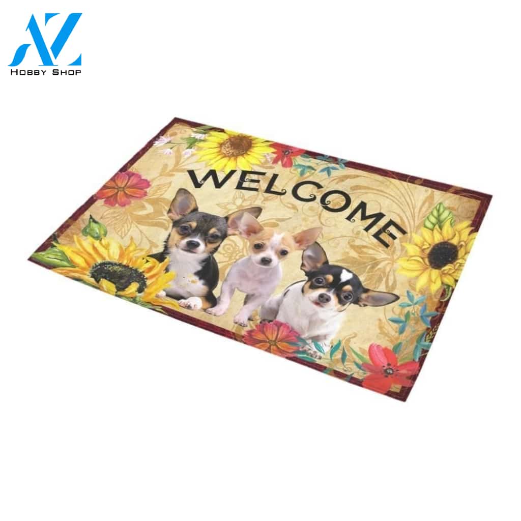 Chihuahua Sunflower Pattern Printed Doormat Home Decor Gift For Dog Lovers