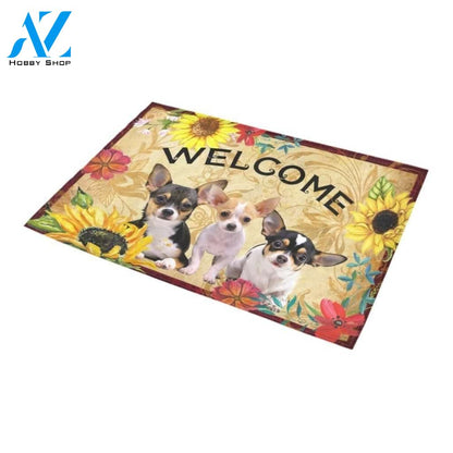 Chihuahua Sunflower Pattern Printed Doormat Home Decor Gift For Dog Lovers