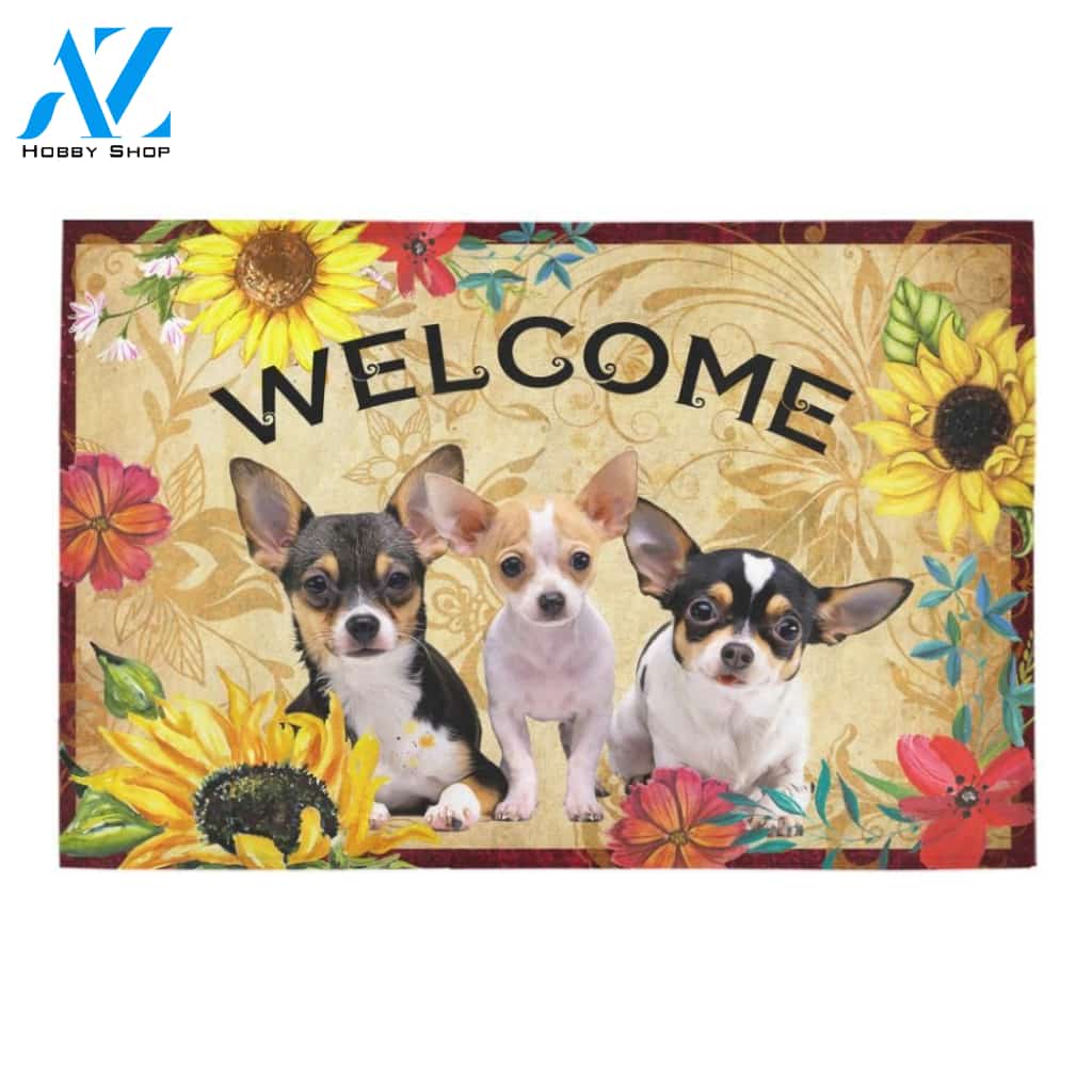 Chihuahua Sunflower Pattern Printed Doormat Home Decor Gift For Dog Lovers