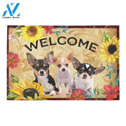 Chihuahua Sunflower Pattern Printed Doormat Home Decor Gift For Dog Lovers