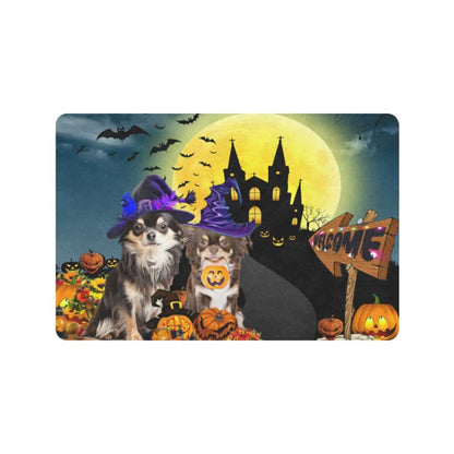 Chihuahua Welcome Halloween Pumpkin Haunted Spooky Doormat Welcome Mat