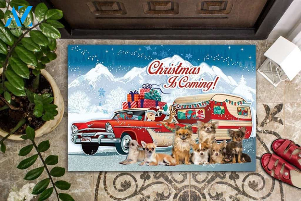 Chihuahua Xmas Is Coming Doormat | Welcome Mat | House Warming Gift