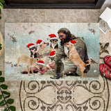 Jesus Surrounded By Chihuahuas 02 Doormat