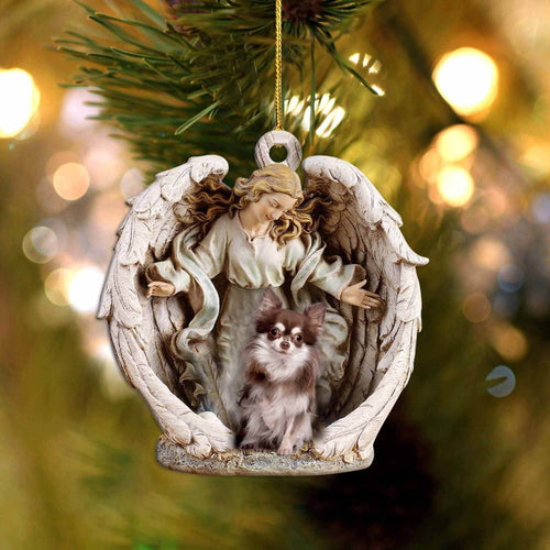 Chihuahua3-2-Angel Hug Winter Love Two Sided Ornament