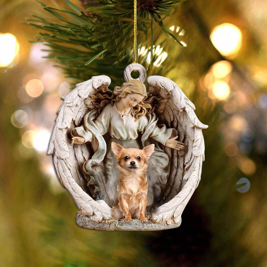 Chihuahua3-Angel Hug Winter Love Two Sided Ornament
