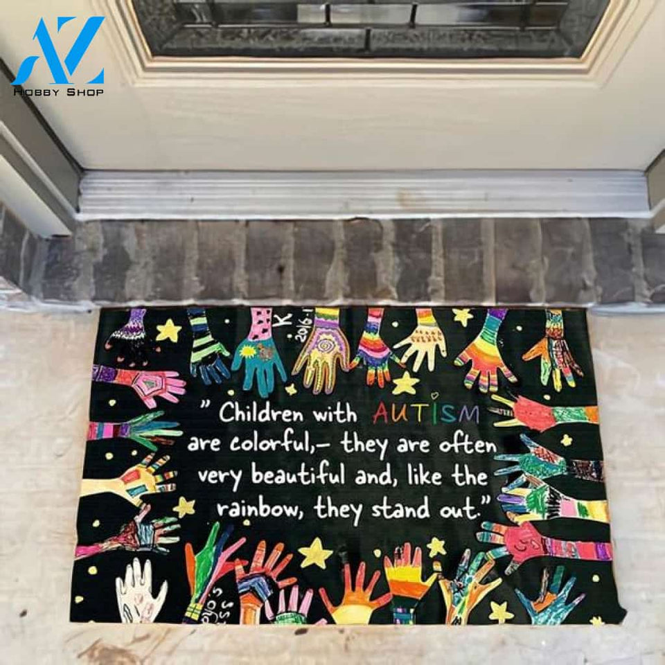 Autism Awareness Children With Autism Durable Indoor and Outdoor Doormat Warm House Gift Welcome Mat Gift for Friend Family