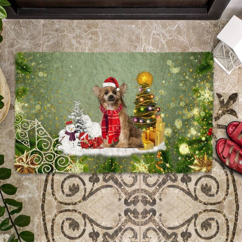 Chinese Crested Merry Christmas Doormat