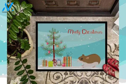 Chinese Hamster Merry Christmas Doormat Floor Rug Housewarming Gift Home Living Home Decor Funny Doormat Gift Idea